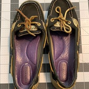 Black and Gold Topsider Sperry